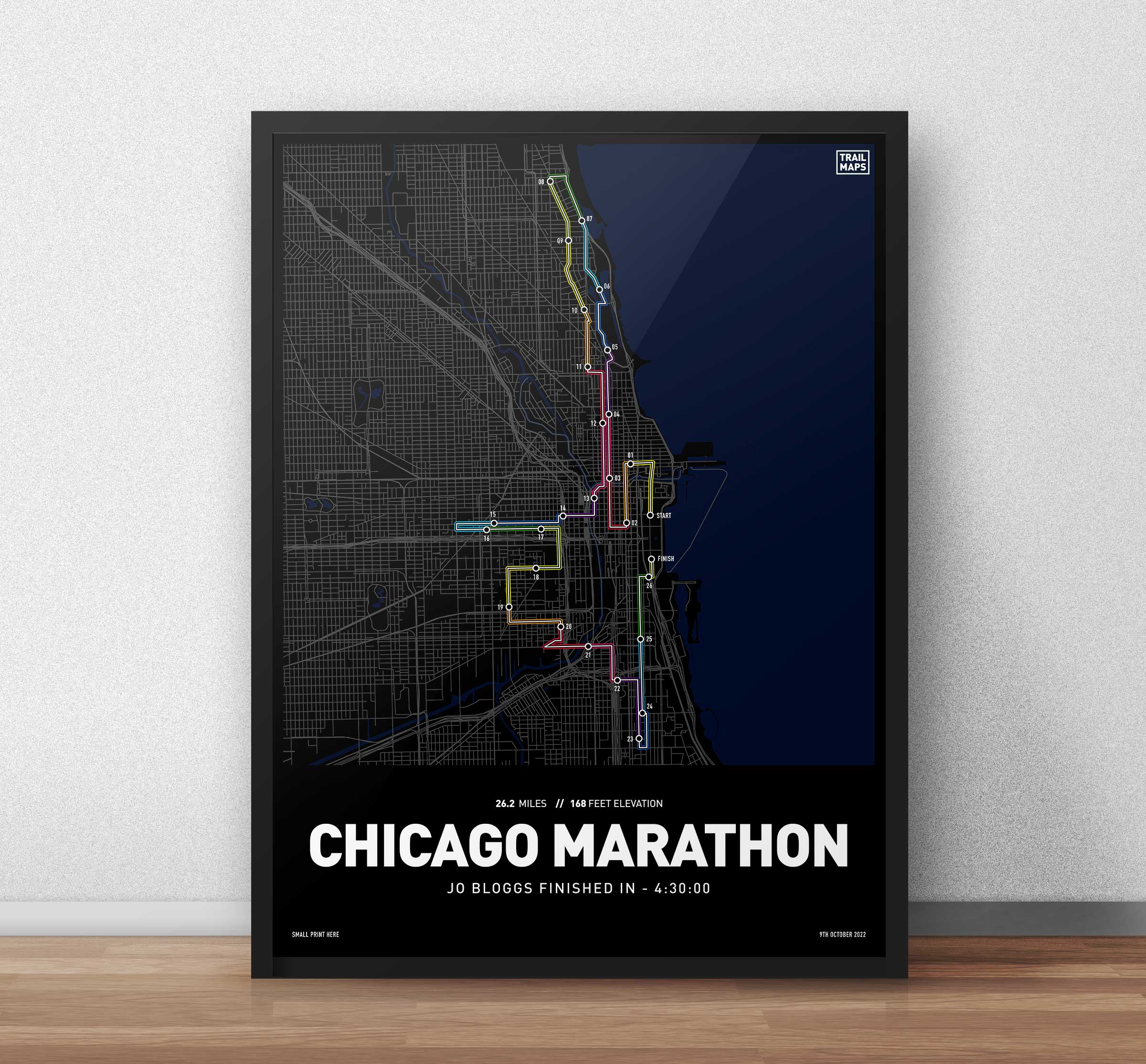 Chicago Marathon 2022 Personalised Art Print - Image 4